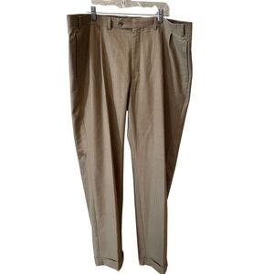 Lauren Ralph Lauren Mens Pleated Cuffed Dress Pants Tan Khaki 40W x 32L